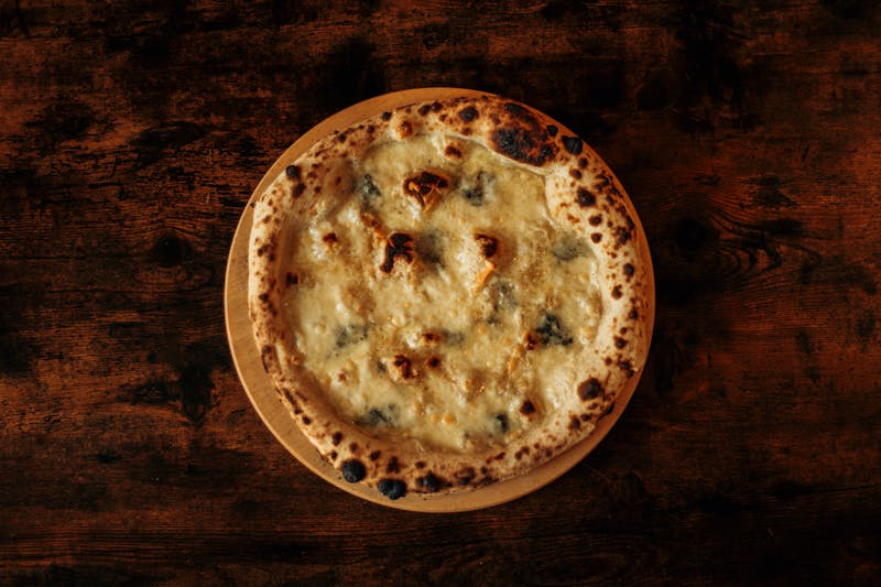 Wood-fired oven with burning logs